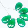 Natural Green Onyx Faceted Pear Drops Beads 6 Beads and sizes 25mm Approx. Chalcedony is a cryptocrystalline variety of quartz. Comes in many colors such as blue, pink, aqua. Also known to lower negative energy for healing purposes. 